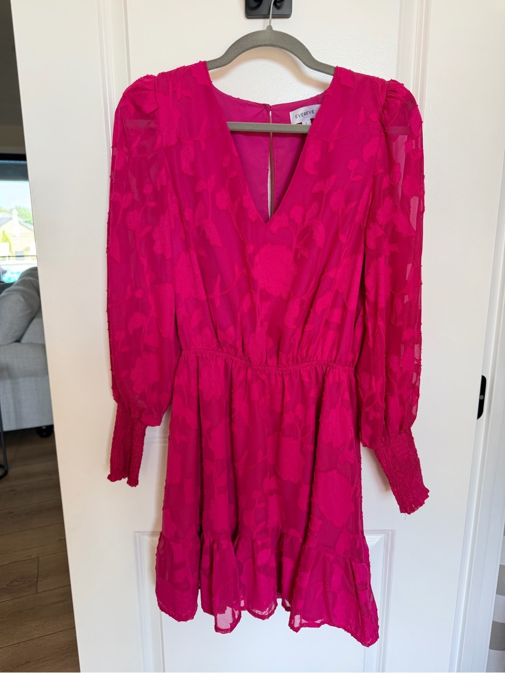 Evereve Magenta Floral Burnout Mini Dress - Size S